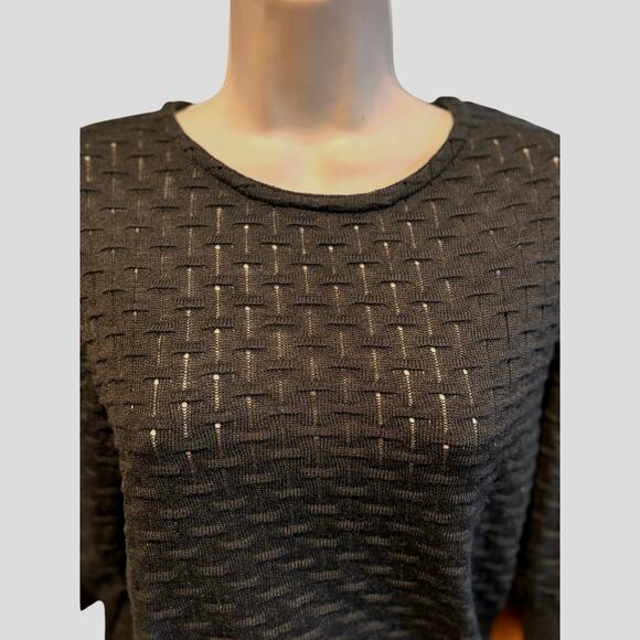 Erotokritos Phiphie Textured Sweater 3 Black Open Knit Cotton Blend Whimsygoth - Picture 3 of 7